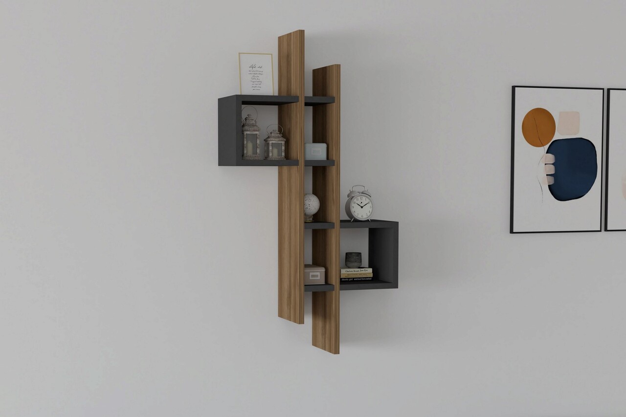 Raft de perete Emse, Asse Home, 53.8x19.6x108 cm, natural/antracit - imagine 6